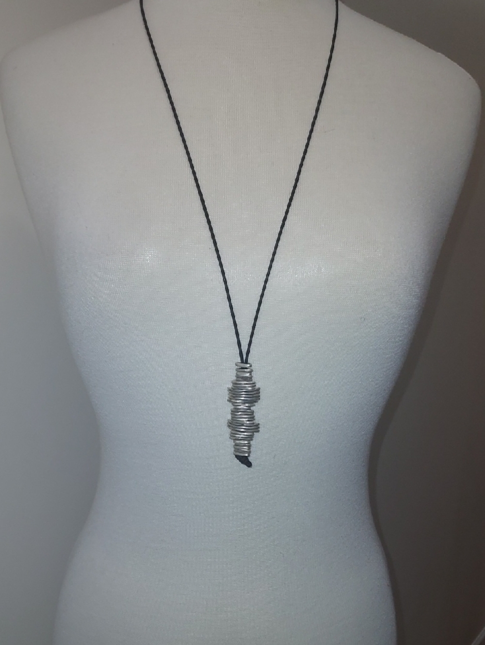 Jill Platner Handcrafted Sterling Silver Pendant Necklace on Black Cord